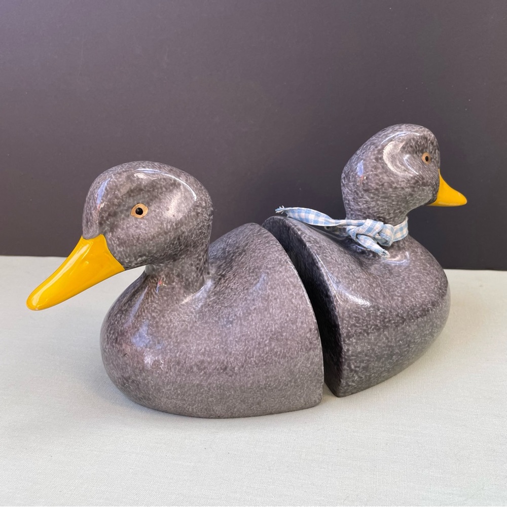 Vintage ceramic duck bookends